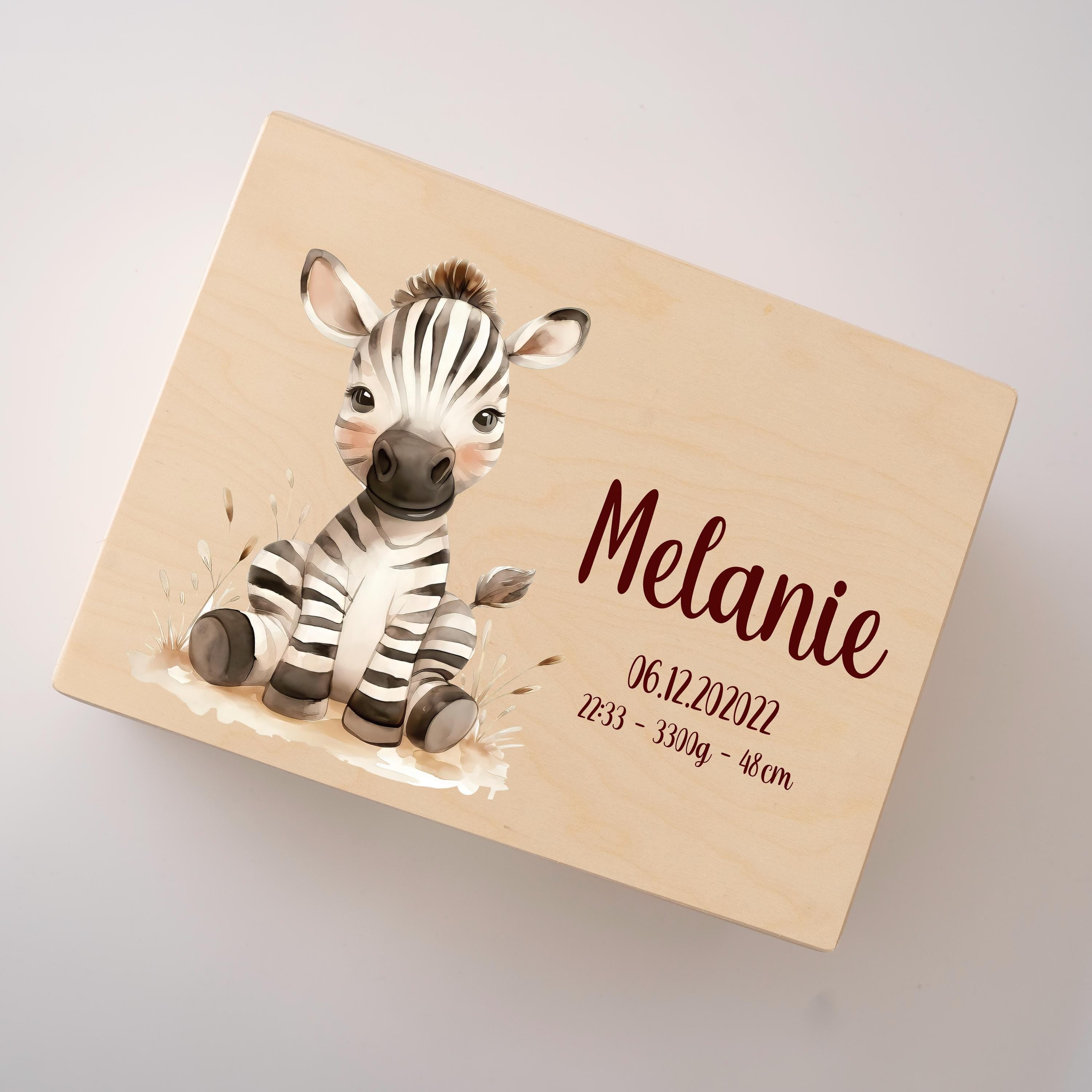 Erinnerungskiste Baby Zebra, Erinnerungskiste, Erinnerungskiste Kinder, Babygeschenke, Holzkiste personalisiert, Baby Erinnerungsbox