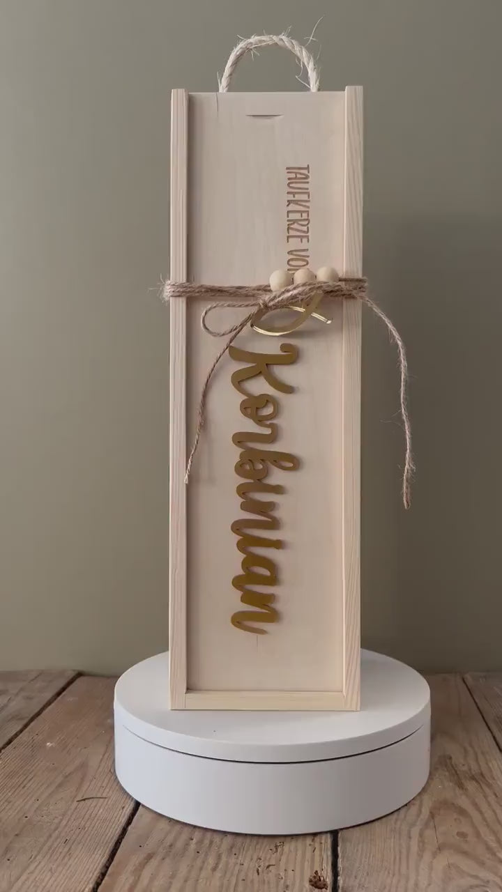 Personalisierte Aufbewahrungsbox für Taufkerze Kommunionkerze Firmungskerze mit Namen aus Acryl Taufgeschenk Kerzenbox