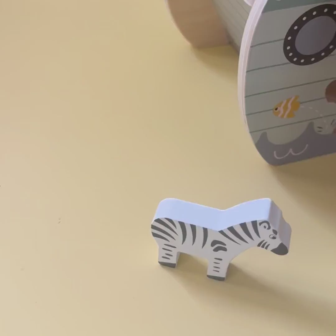 Arche Noah personalisiert , Taufgeschenk mit Name und Datum | Geschenk zur Taufe & Geburt | Babygeschenk | Steckspiel aus Holz