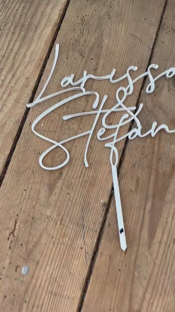 Personalisierte Caketopper - Hochzeit Modern Handschrift mit Wunschnamen | Hochzeitstorte Verlobung Hochzeitstag