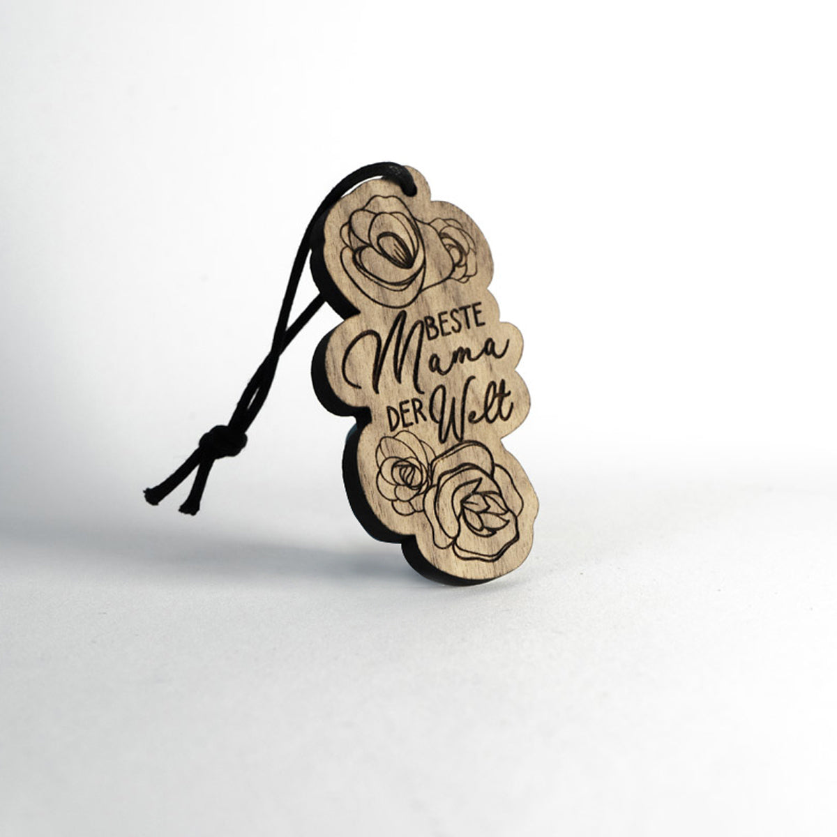 Schlüsselanhänger "Beste Mama der Welt mit  Rosen" aus Holz
