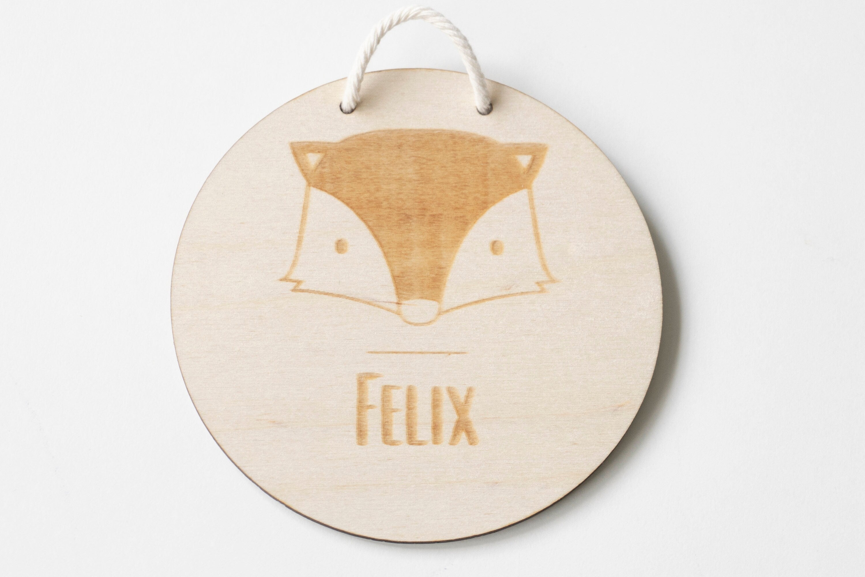 Namensschild Türschild Fuchs Holzschild Kinderzimmer Babyzimmer Baby Junge Mädchen Personalisiert Geschenk Geburt Geburtstag Gravur