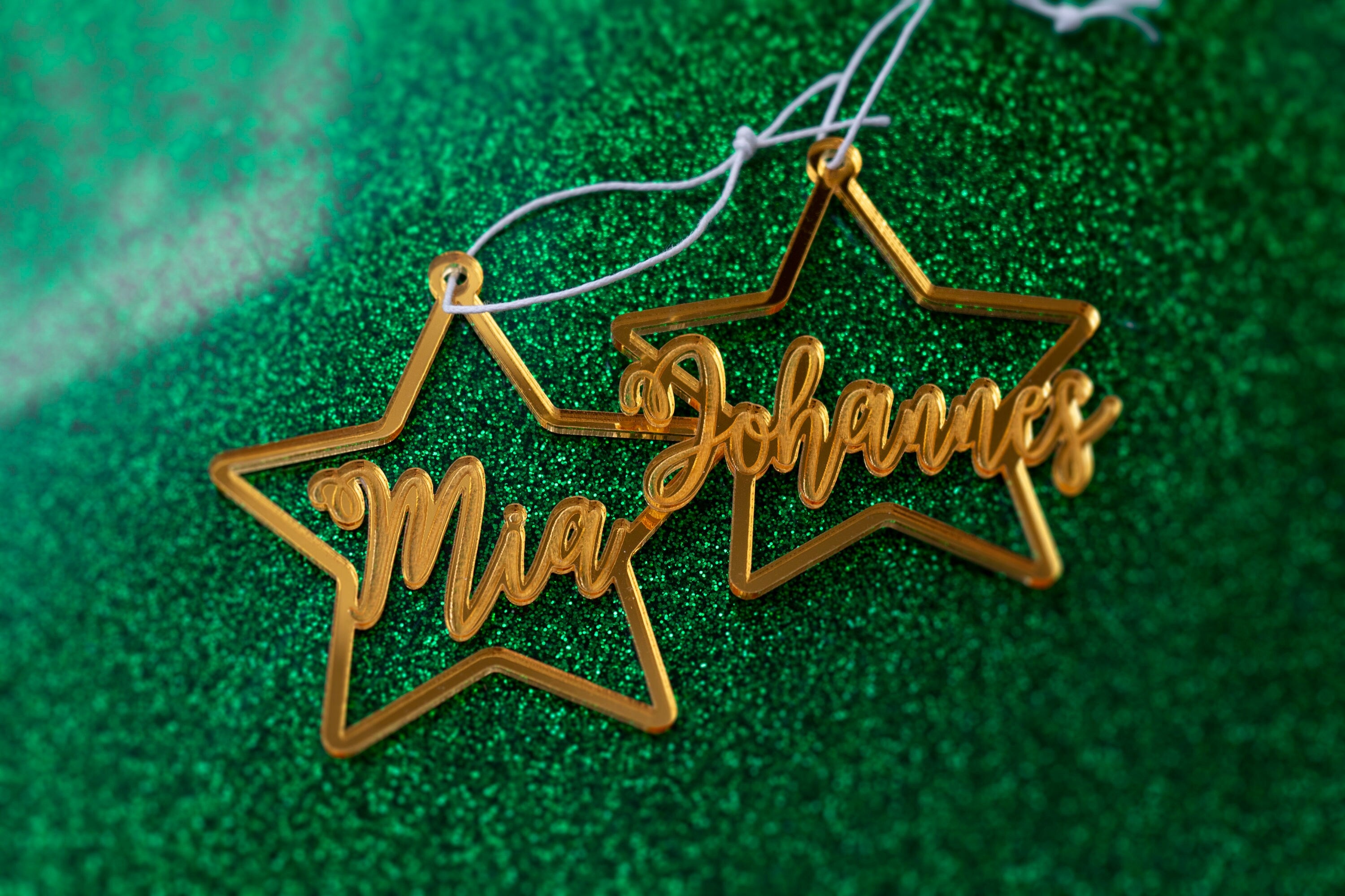 Weihnachtsbaumanhänger Stern mit Namen | Personalisiert | Weihnachtsgeschenkanhänger | Weihnachtsbaumdekoration | Weihnachtsdekoration