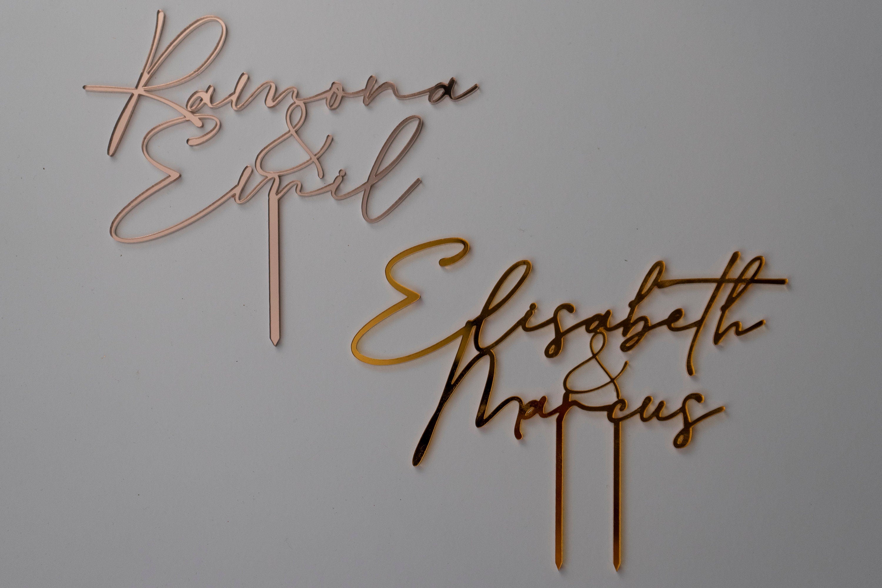 Personalisierte Caketopper - Hochzeit Modern Handschrift mit Wunschnamen | Hochzeitstorte Verlobung Hochzeitstag