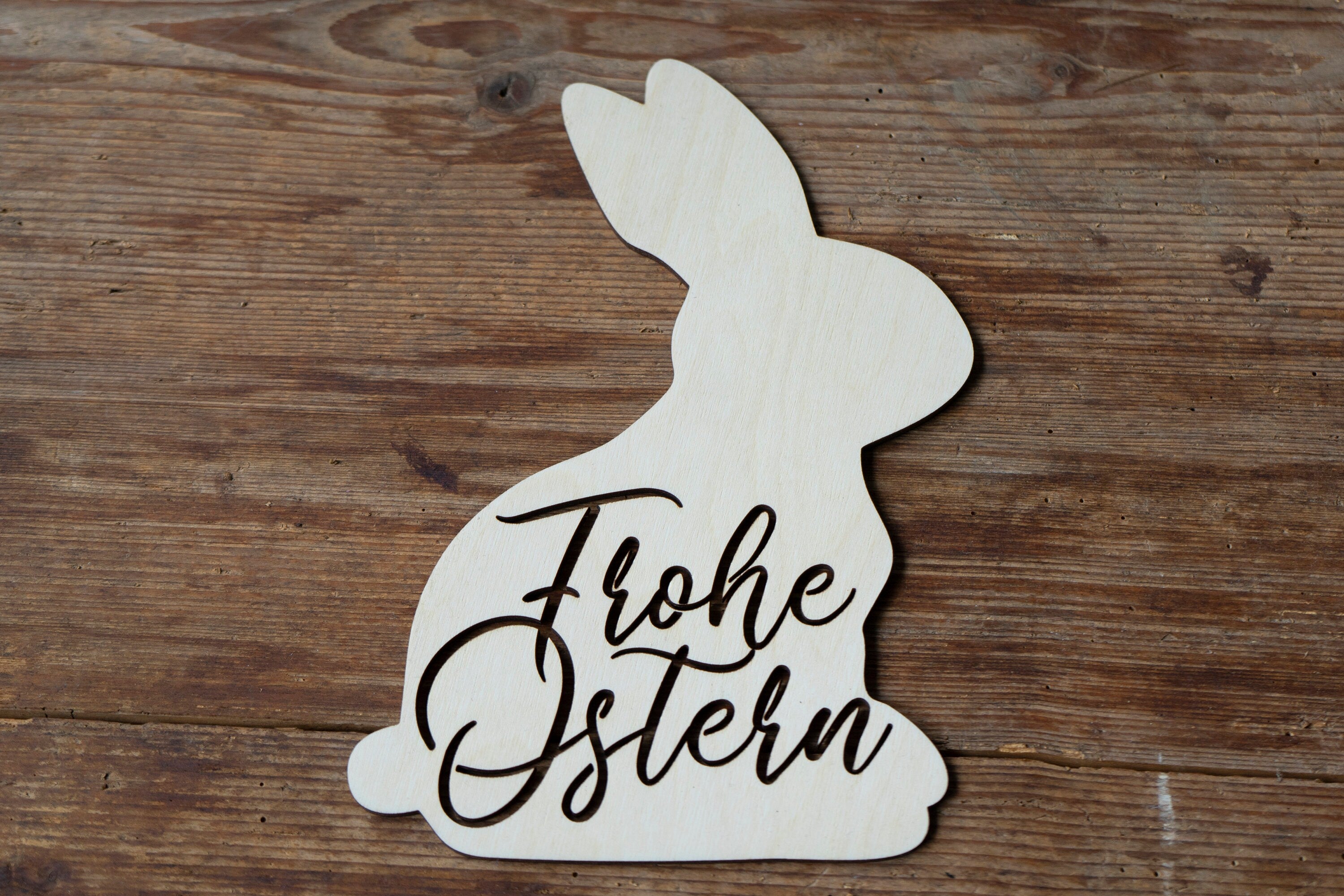 Osterhase mit Schriftzug Frohe Ostern | Osterdeko | Hase